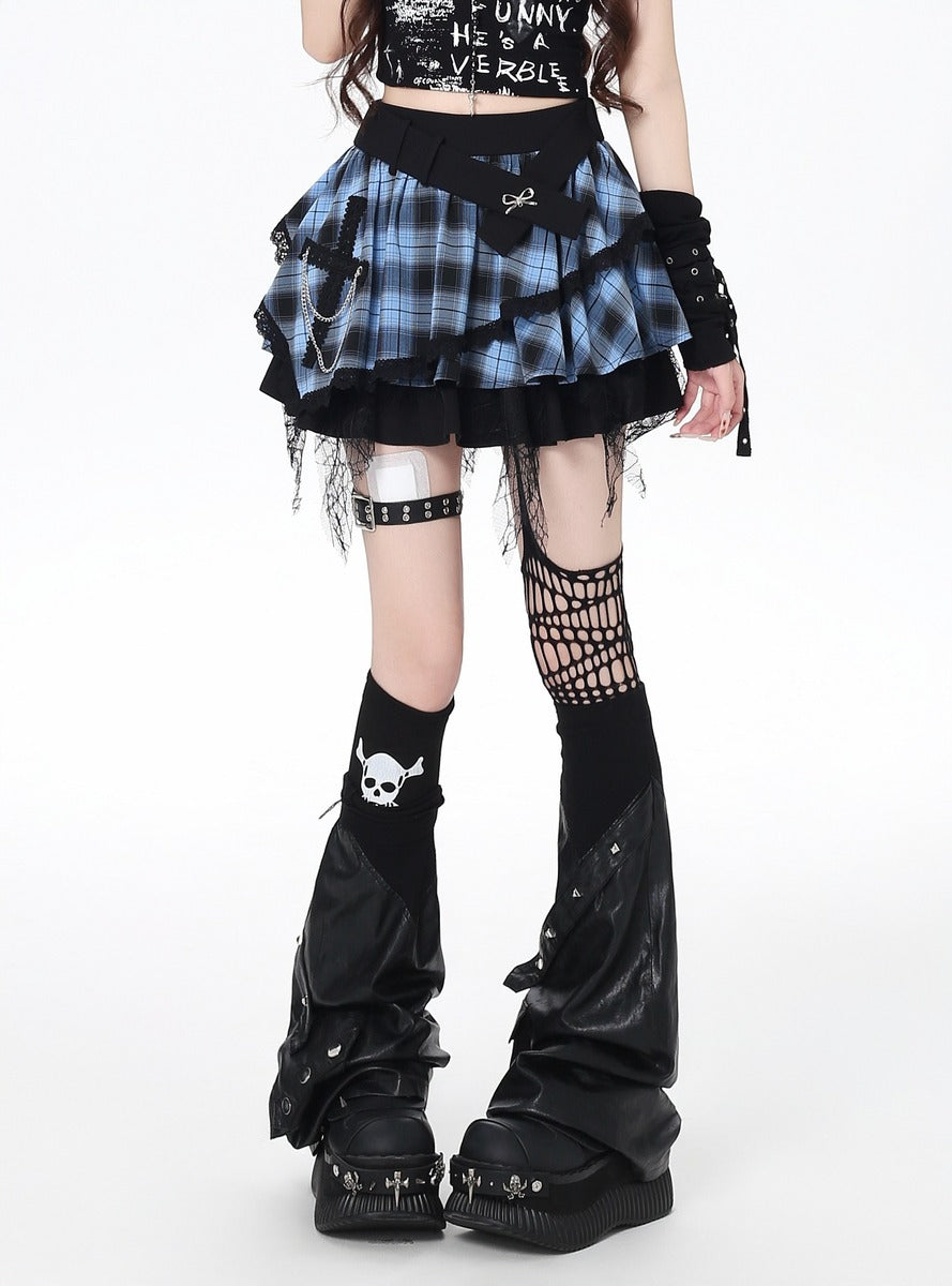 Crazy Girl Scottish Plaid Love Pink Blue Skirt – Sugarplum Store