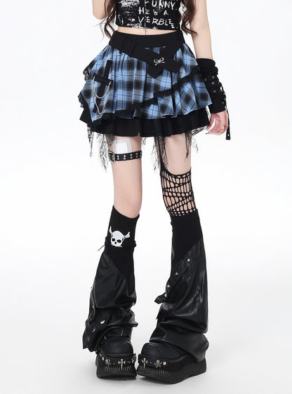 Crazy Girl Scottish Plaid Love Pink Blue Skirt