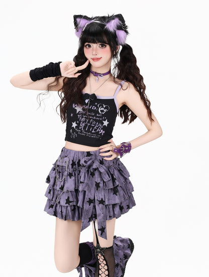 Crazy Girl Shibuya Filter Star Purple Skirt Leg Warmers