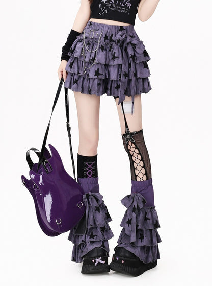 Crazy Girl Shibuya Filter Star Purple Skirt Leg Warmers