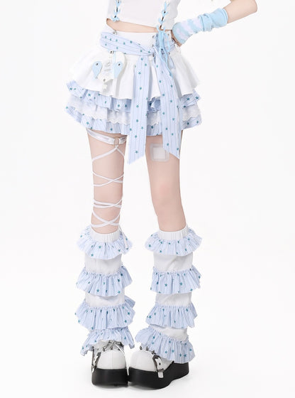 Crazy Girl Wishing Star Girl Pink Blue White Black Skirt Leg Warmers