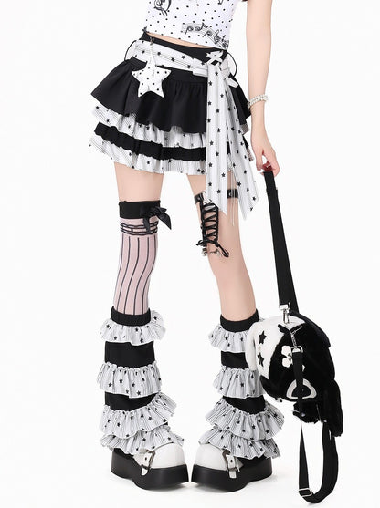 Crazy Girl Wishing Star Girl Pink Blue White Black Skirt Leg Warmers