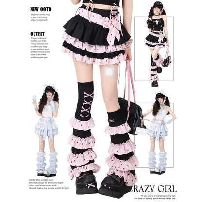 Crazy Girl Wishing Star Girl Pink Blue White Black Skirt Leg Warmers
