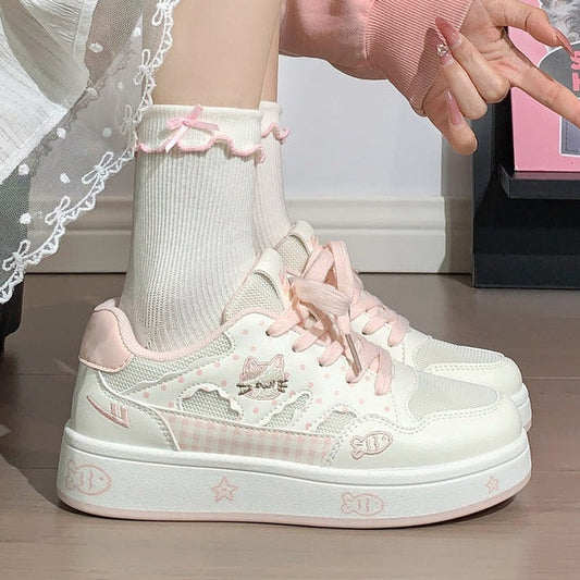 Cute Cat Fish Pink Blue Yellow Green Sneakers