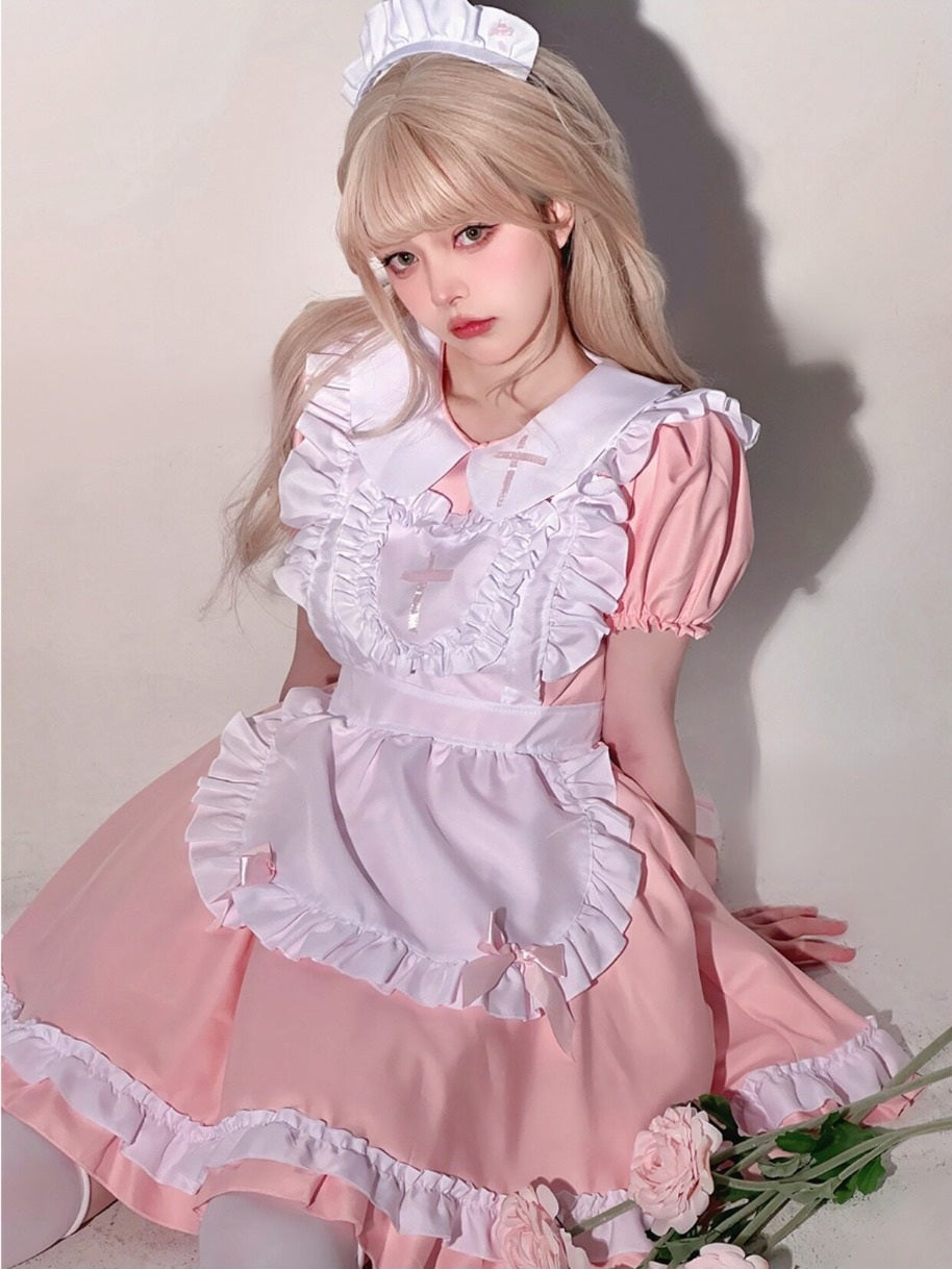Cute Cross Nurse Maid Cosplay Black Blue Pink Red Dress Set – Sugarplum Store Cute Cross Nurse Maid Cosplay Black Blue Pink Red Dress Set – Sugarplum Store