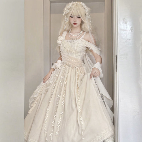 Demeter Greek Goddess Beige Cream Princess Dress – Sugarplum Store