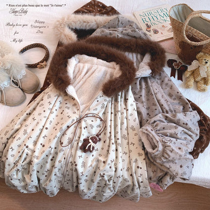 Dormir Doll Mori Girl Earth Tone Cream Gray Brown Hoodie Jacket