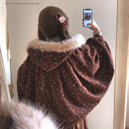 Dormir Doll Mori Girl Earth Tone Cream Gray Brown Hoodie Jacket