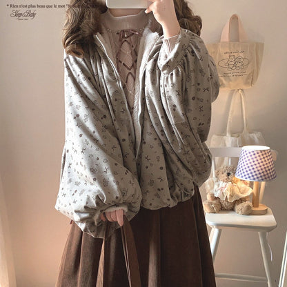 Dormir Doll Mori Girl Earth Tone Cream Gray Brown Hoodie Jacket