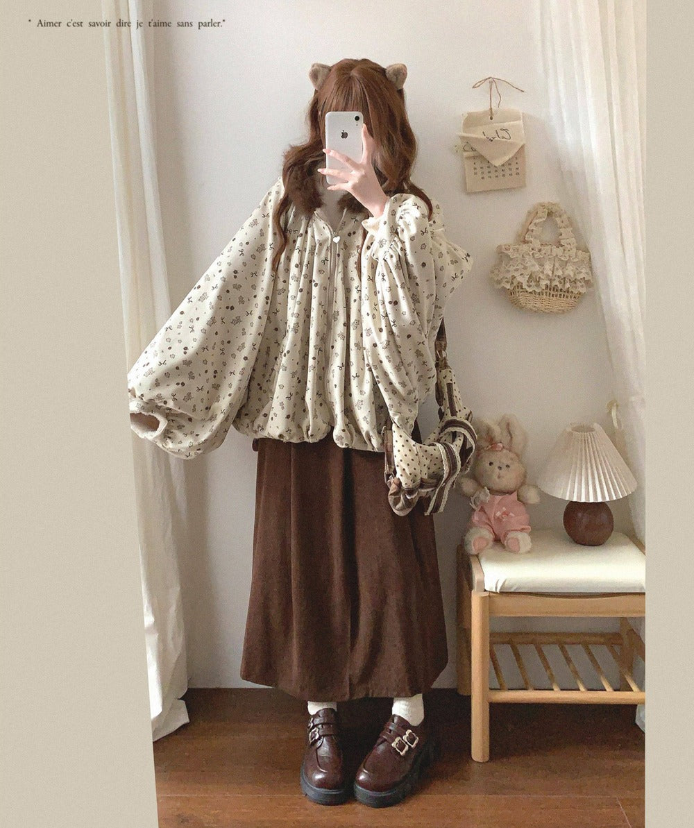 Dormir Doll Mori Girl Earth Tone Cream Gray Brown Hoodie Jacket