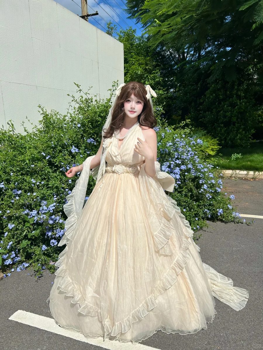 For Life Venus Goddess Cream Gown Prom Dress – Sugarplum Store