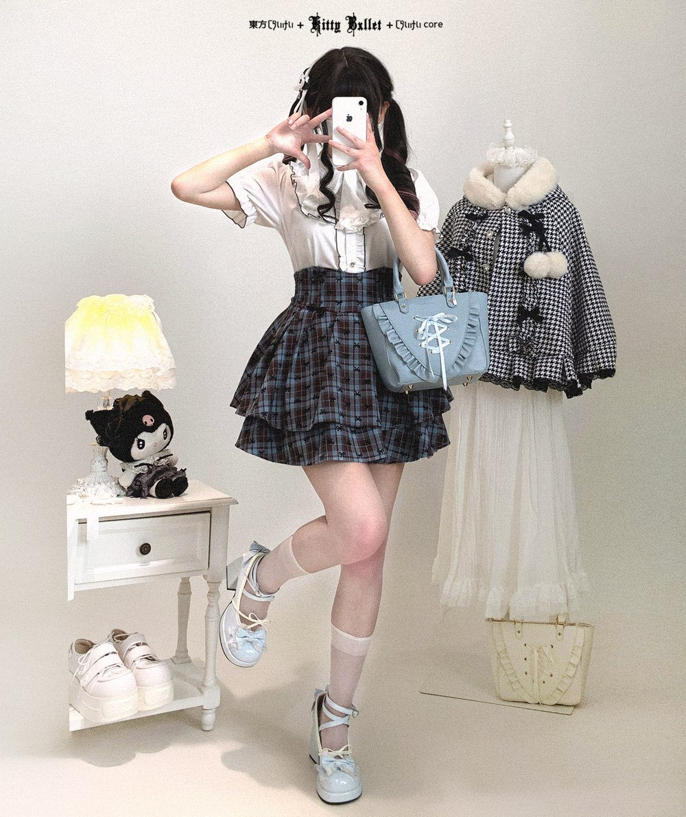 Kitten Bullet Bow Bandage Blouse Top
