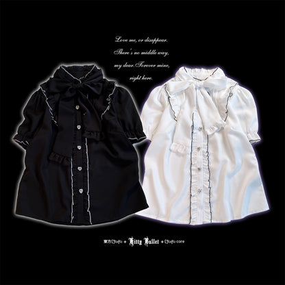 Kitten Bullet Bow Bandage Blouse Top