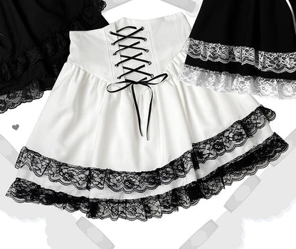 Kitten Bullet Jirai Kei Secret World Ruffle Black White Skirt