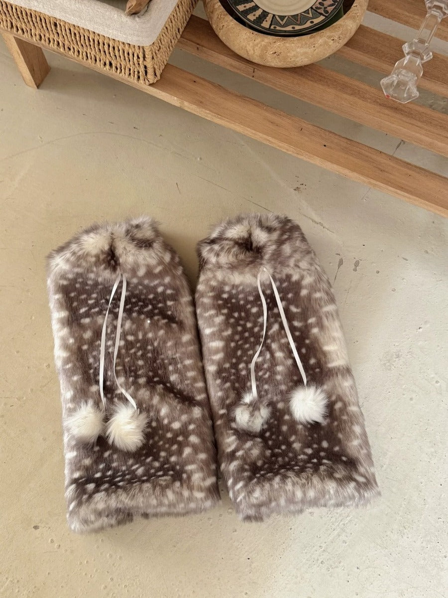Little Winter Fawn Deer Pink Scarf Gloves Leg Warmers Three Piece Set