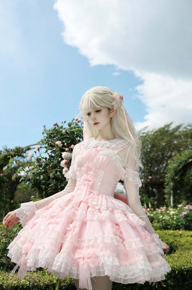 BUYEE公式アカウント11 LO360 lolita Lolicat Love Knot Yarn Pink Blue Green Purple Lolita Dress