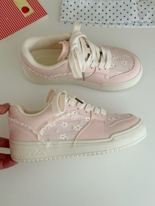 Lychee Daisy Flower Pink Blue Beige Sneakers