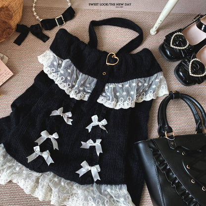 Dormir Doll Sweet Off Shoulder Halter Neck Soft Lace Sweater
