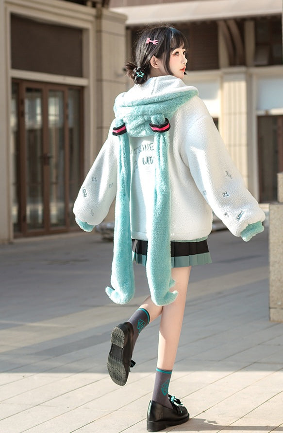 Heavenly River Miku Twintails Plush Hoodie - Sugarplum Store