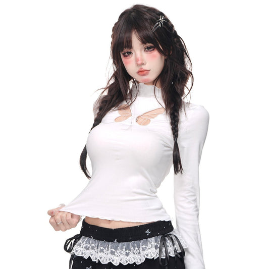 Young Eyes Wild Butterfly Bodycon White Black Red Top - Sugarplum Store