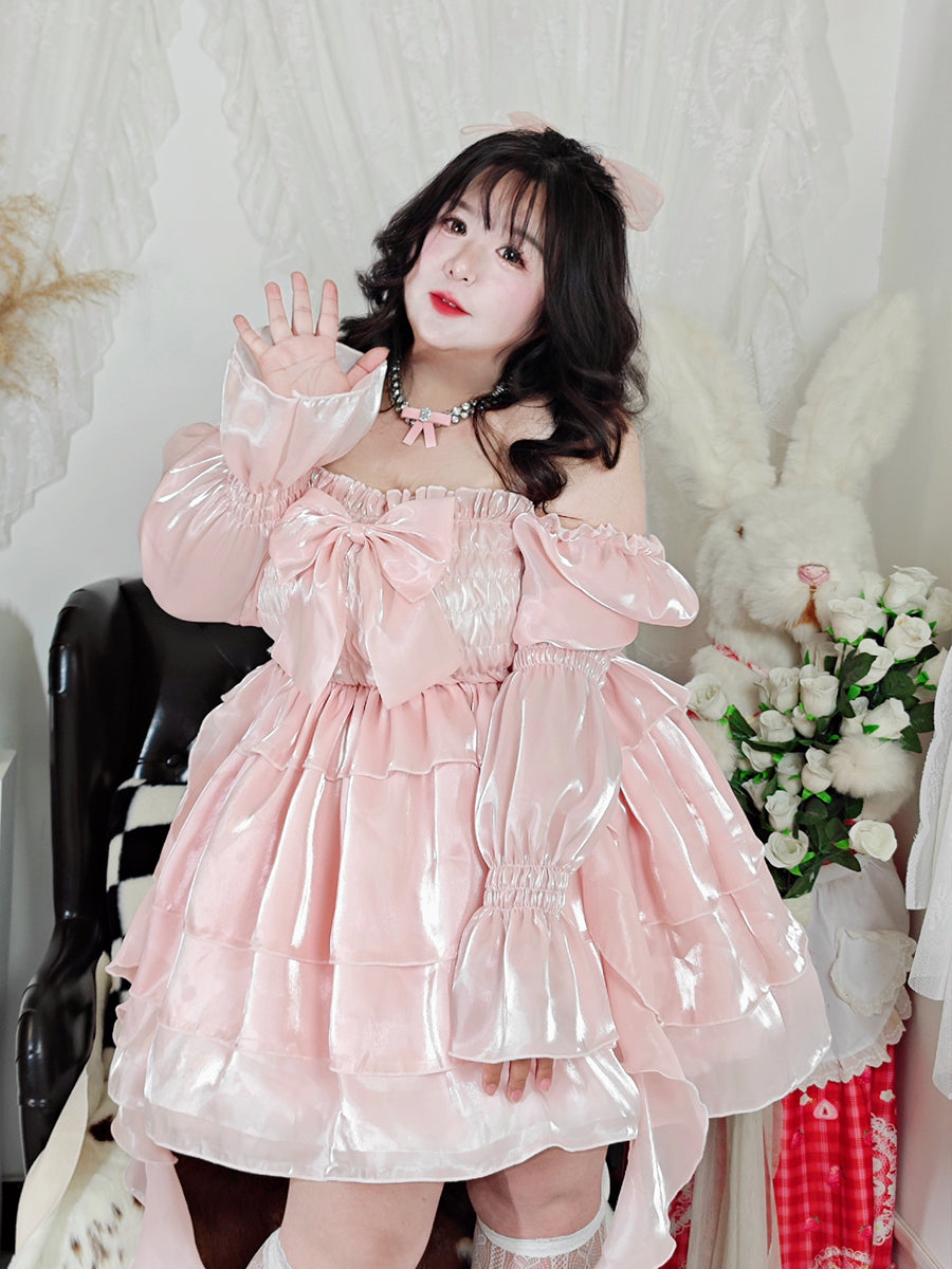 Plus Size Sparkling Jellyfish Princess Pink & Blue Bow Ruffled Dress – Sugarplum Store