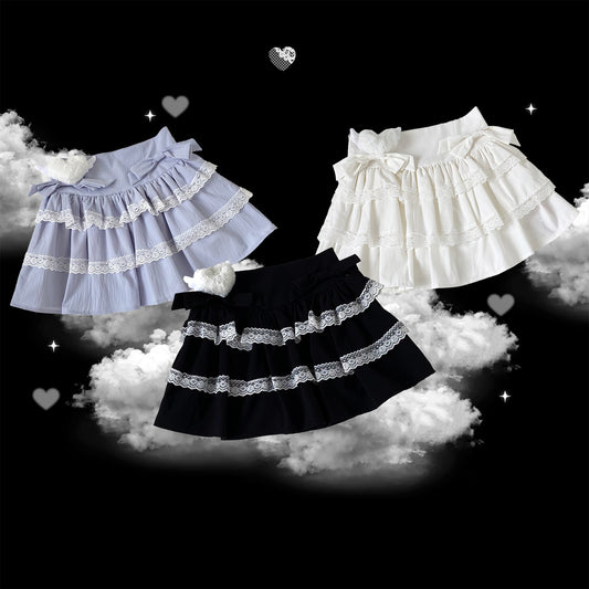 Kitten Bullet Jirai Kei Heavenly Girl Cake Ruffle Black White Blue Skirt