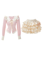 Serendipity Yellow Custard Puff Sleeve Top & Skirt Two Piece Set