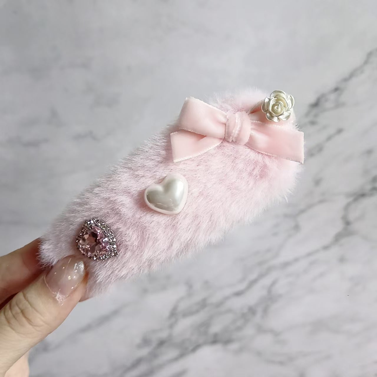 Jirai Kei Pearl Fuzzy Fur Hair Clips Hair Accessories