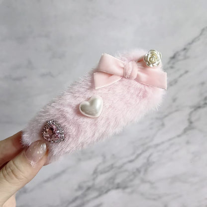 Jirai Kei Pearl Fuzzy Fur Hair Clips Hair Accessories