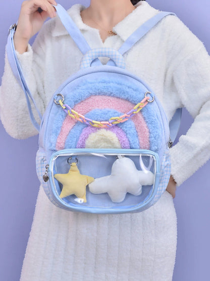 Rainbow Pastel Colorful Purple Star Cloud Cute Y2K Bag Backpack