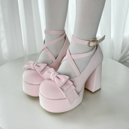 Eternal Sweet Lolita White Black Pink Blue High Heels Shoes