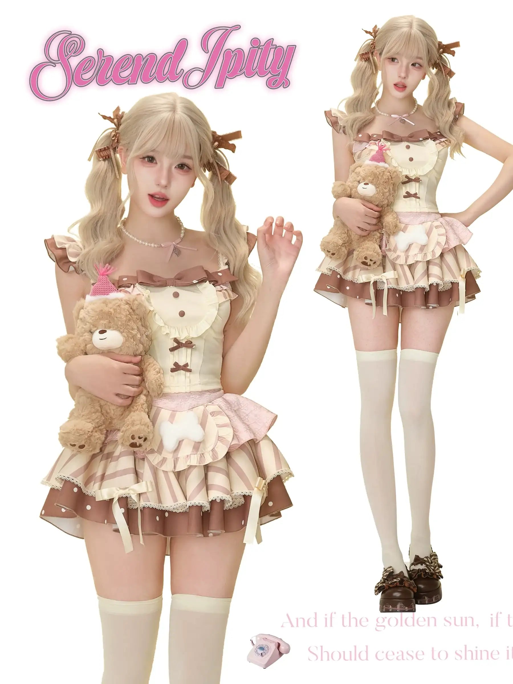 Serendipity Caramel Pudding Brown Top & Skirt Two Piece Set