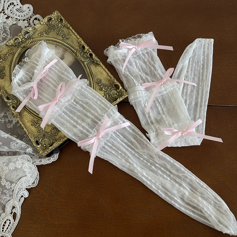 Noble Festival Pink Black Blue Red Lace Socks & Bear Garter - Sugarplum Store