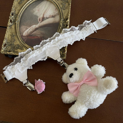 Noble Festival Pink Black Blue Red Lace Socks & Bear Garter - Sugarplum Store