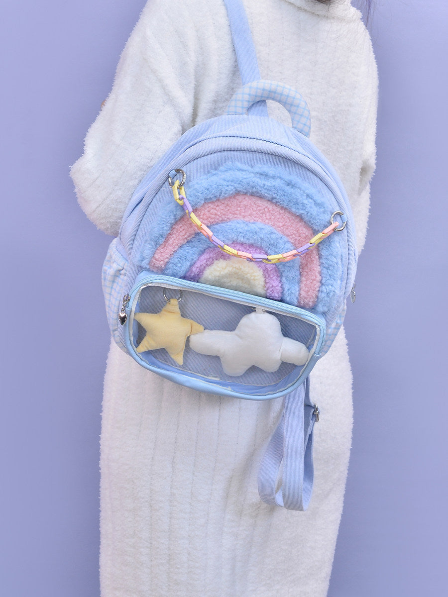 Rainbow Pastel Colorful Purple Star Cloud Cute Y2K Bag Backpack