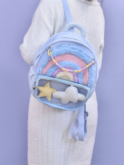 Rainbow Pastel Colorful Purple Star Cloud Cute Y2K Bag Backpack