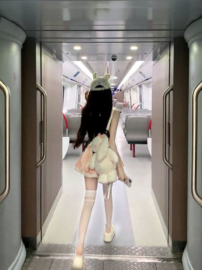 Creamy Cute Kitty School Days Pink Sailor Top & Skirt Two Piece Set - Sugarplum Store