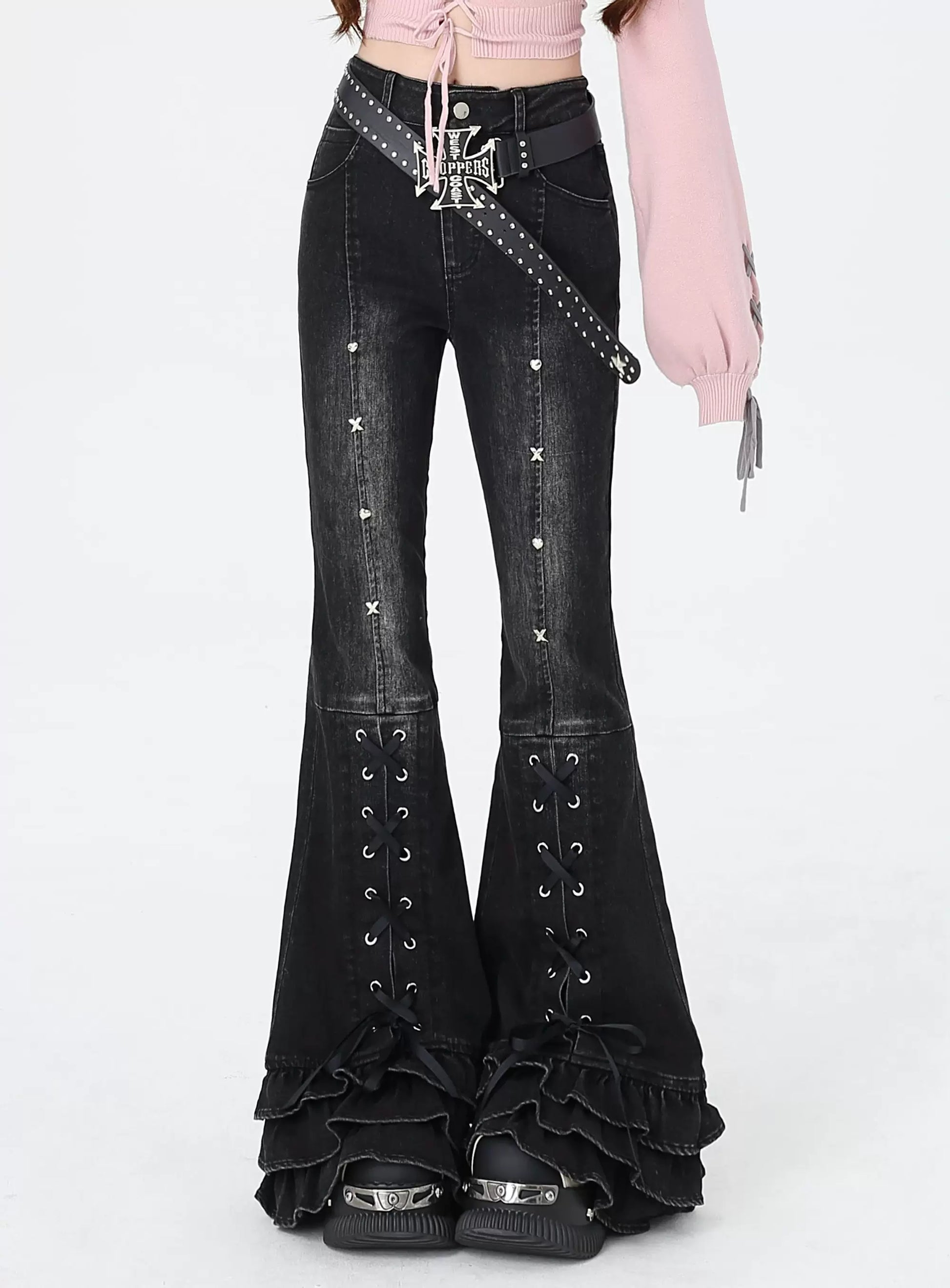 Crazy Girl Back To 2000s Black Denim Flared Jeans – Sugarplum Store Crazy Girl Back To 2000s Black Denim Flared Jeans – Sugarplum Store