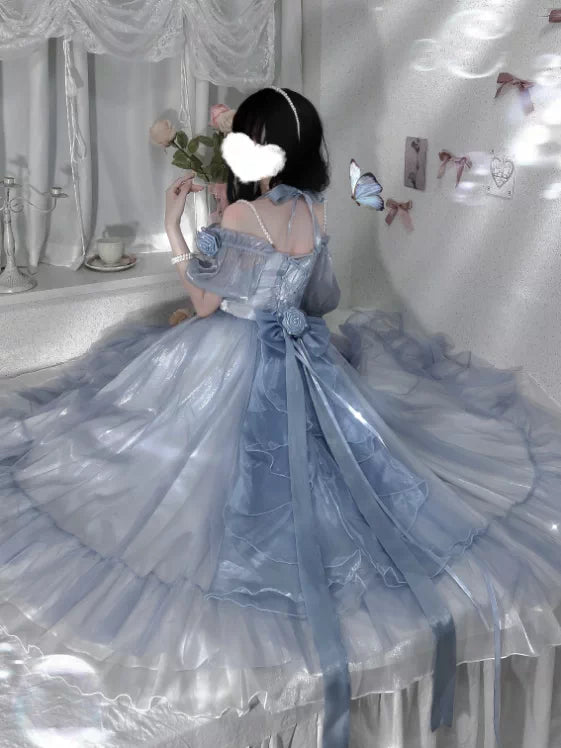 Meow Fruit Miss Dale Fairytale Gradient Rose Flower Dress