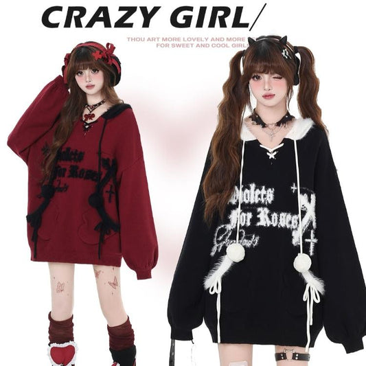 Crazy Girl Christmas Story Black Red Sweater Hoodie - Sugarplum Store