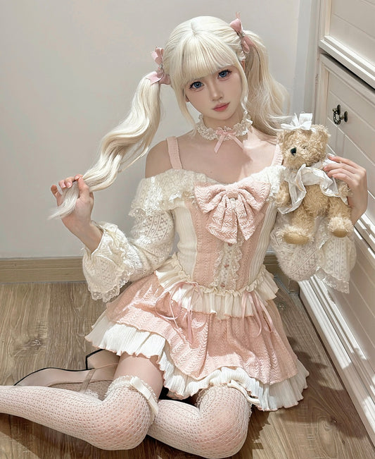 Cheesecake Sweet Berry Pink Off Shoulder Top & Skirt Two Piece Set - Sugarplum Store