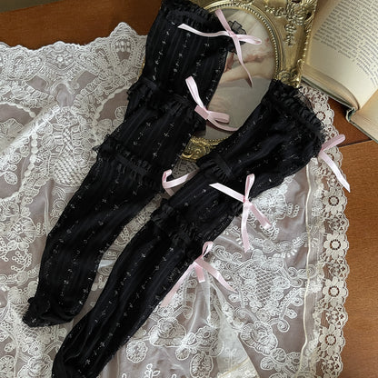 Noble Festival Pink Black Blue Red Lace Socks & Bear Garter - Sugarplum Store
