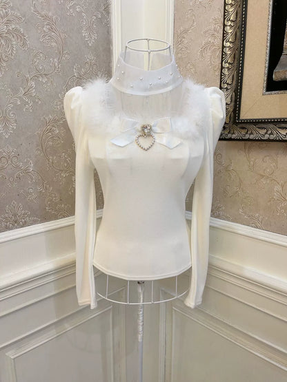 Sweetheart Princess Miss Winter White Knit Top - Sugarplum Store
