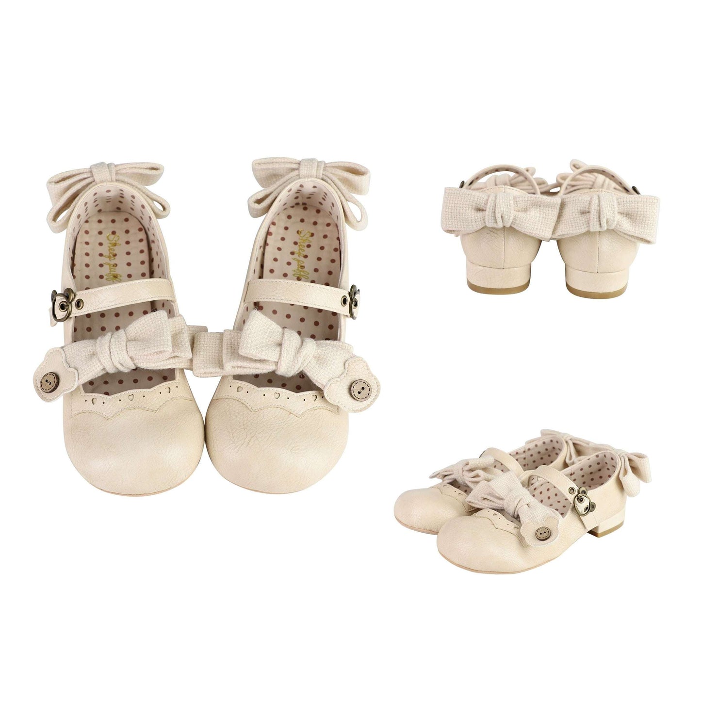 Puffy Sheep Lolita Teddy Bear Buckle 1.0 Mary Jane Flat Shoes