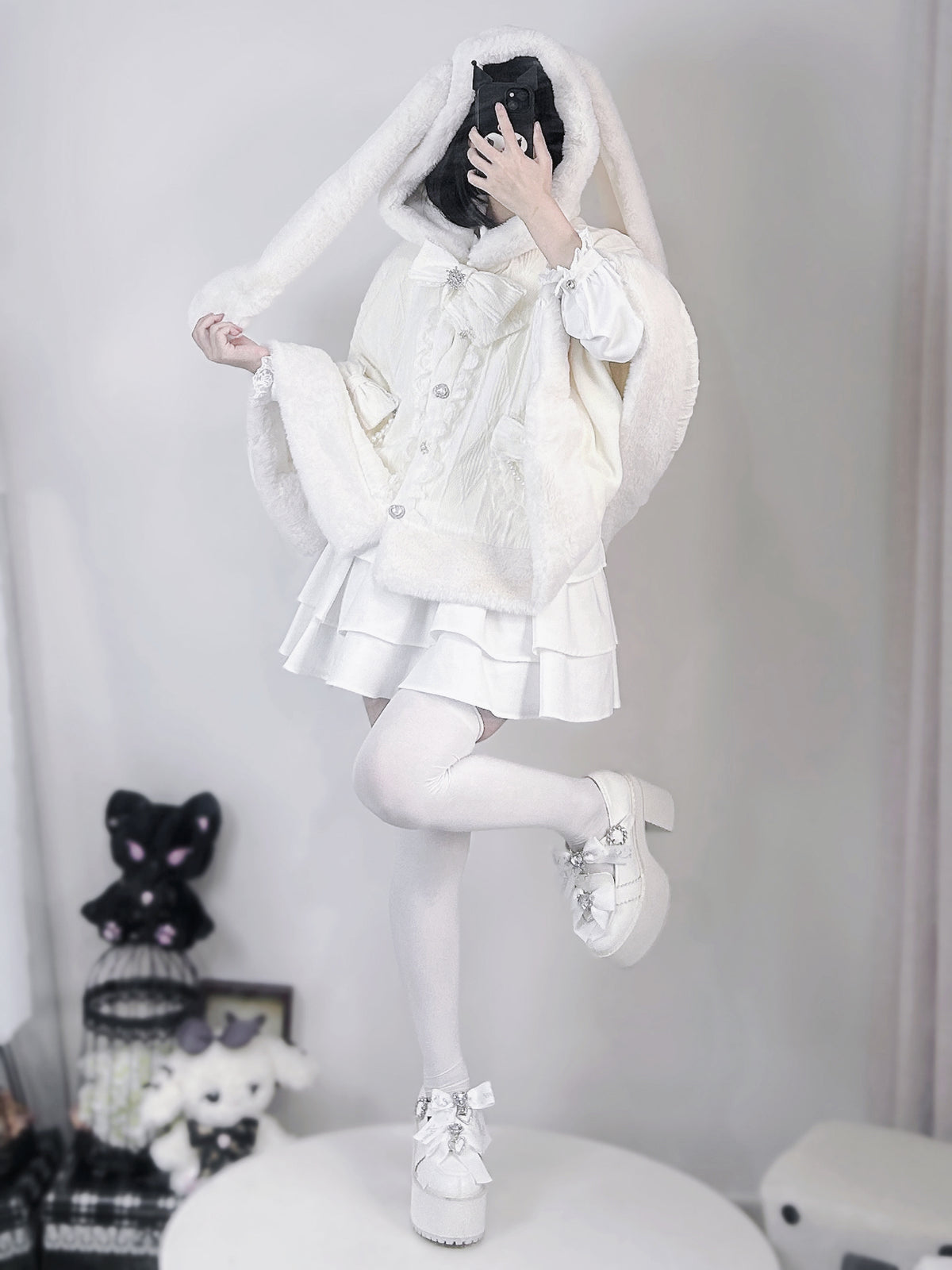 Virtual Paradise Jirai Kei Rabbit Ears White Black Jacket 