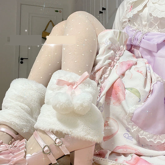 Lolita Tiny Mini Pompom Balls Leg Warmers - Sugarplum Store