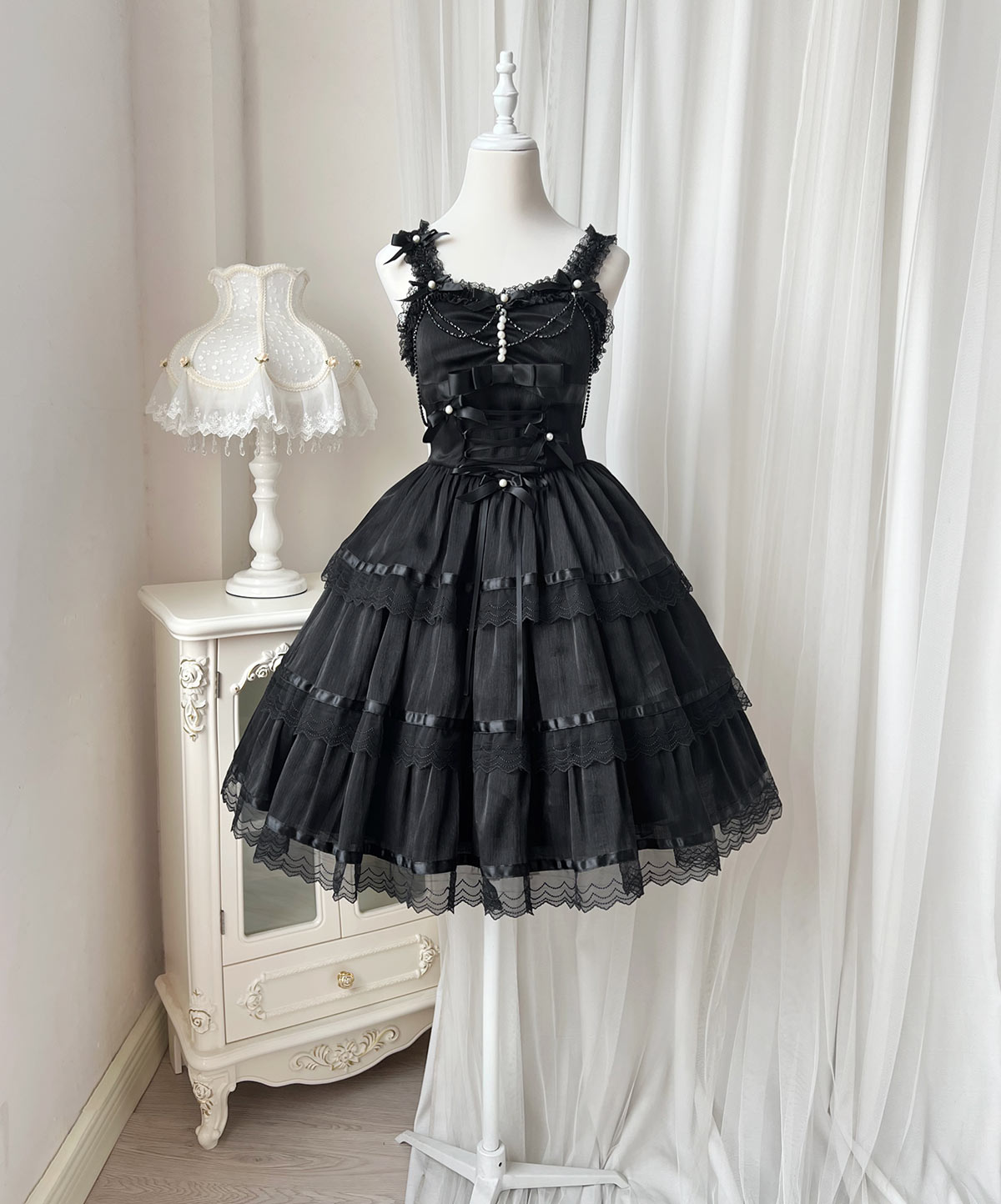Twins Black & White Gothic Lolita Elegant Strap Dress – Sugarplum Store Twins Black & White Gothic Lolita Elegant Strap Dress – Sugarplum Store