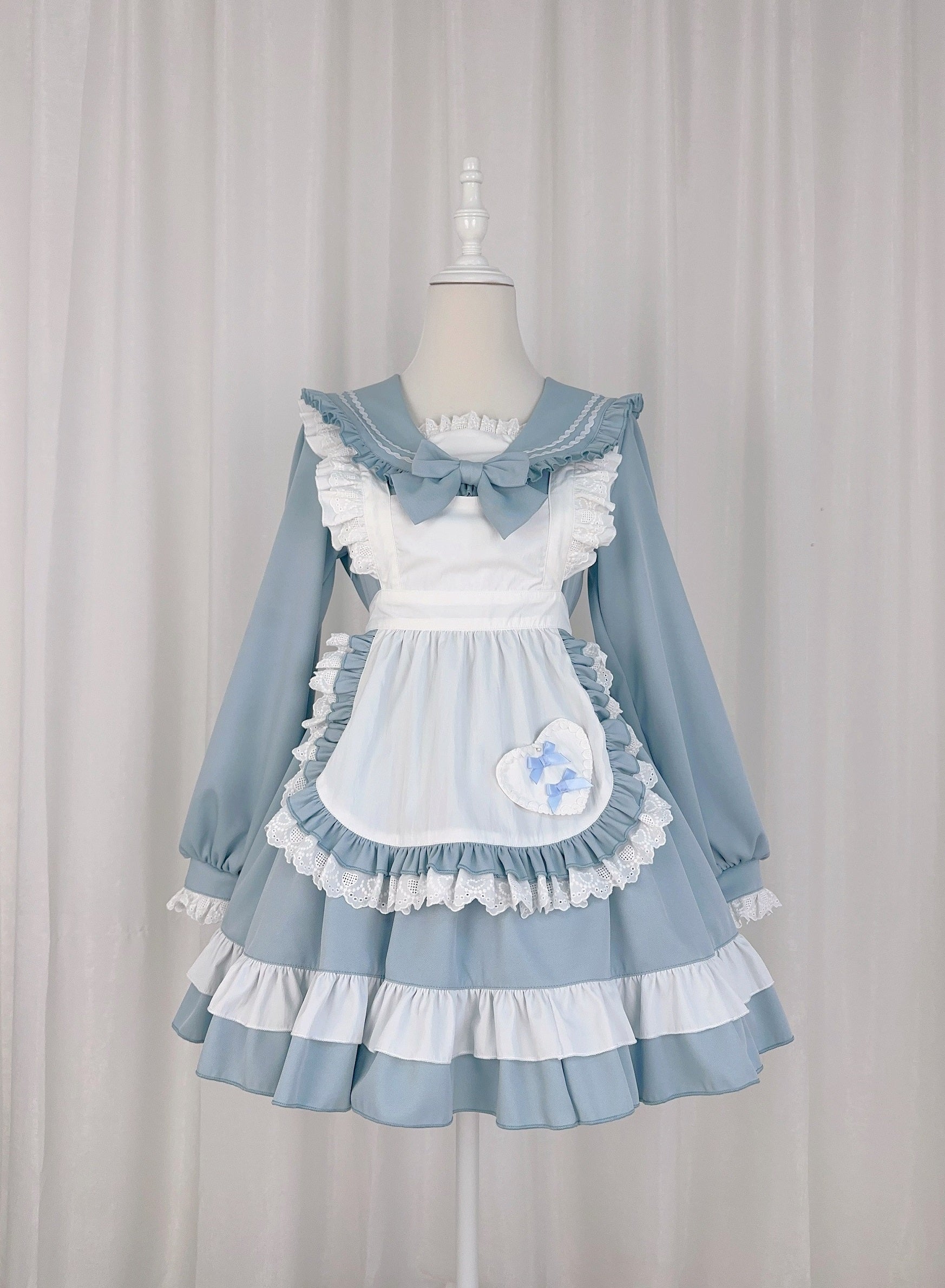 Lolita Cosplay Blue & Pink Lace Ruffled Apron Maid Dress – Sugarplum Store Lolita Cosplay Blue & Pink Lace Ruffled Apron Maid Dress – Sugarplum Store