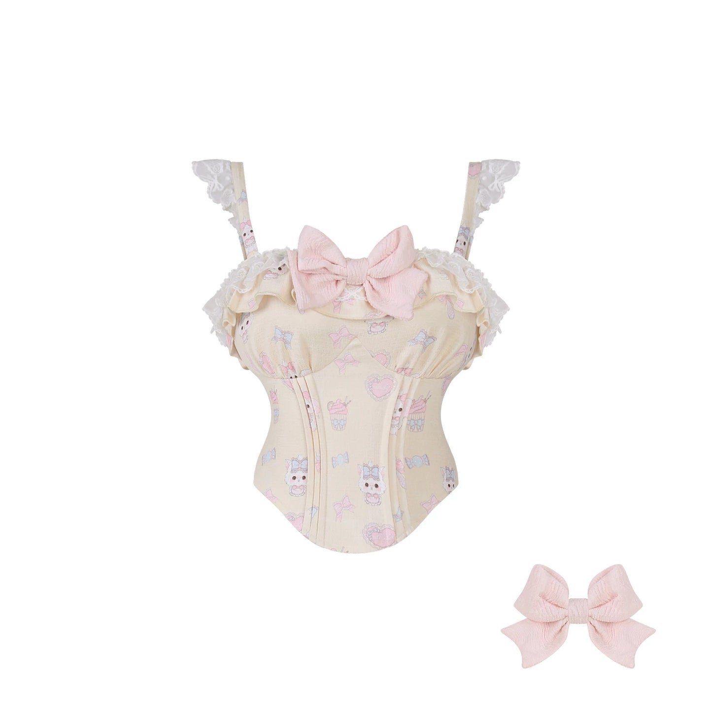 Serendipity Pudding Kitten Cami Suspender Skirt Cardigan Three Piece Set