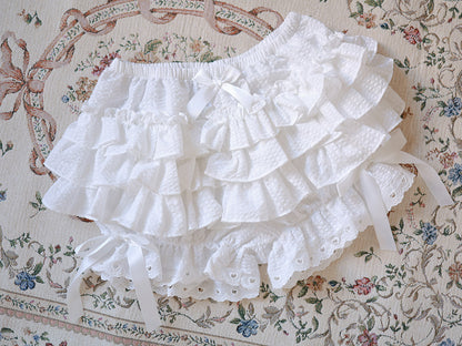 Lolita Lace Ruffled Black White Bloomers Shorts